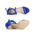 thumbnail image 4 of BLISSFUL STEP Women's Shoes Lace Up Chunky Heels Open Toe Faux Suede Sandals Royal Blue 9, 4 of 6