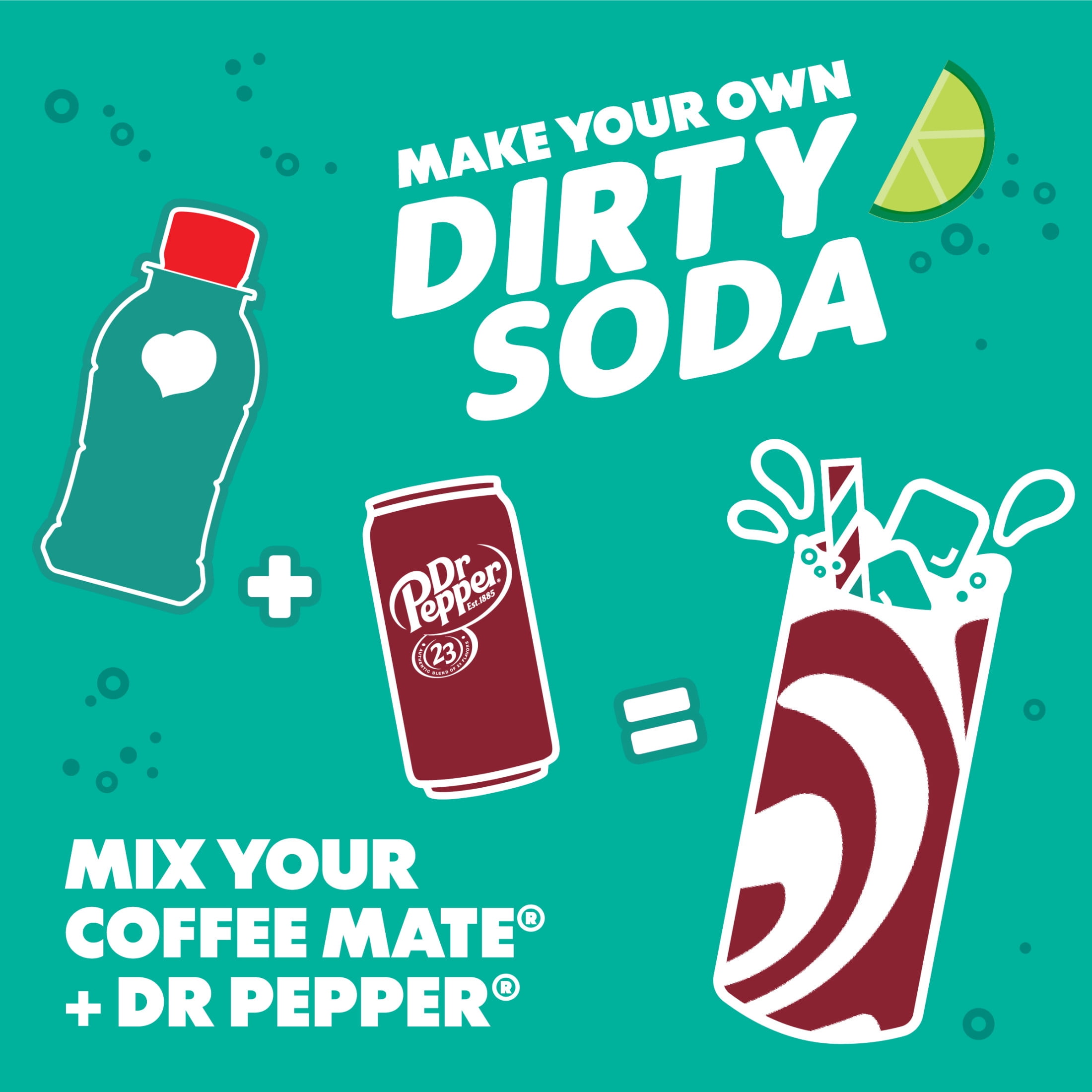 Coffee mate Dirty Soda Creamer, Coconut Lime Flavored Liquid Creamer, Mix with Dr Pepper 8 fl oz