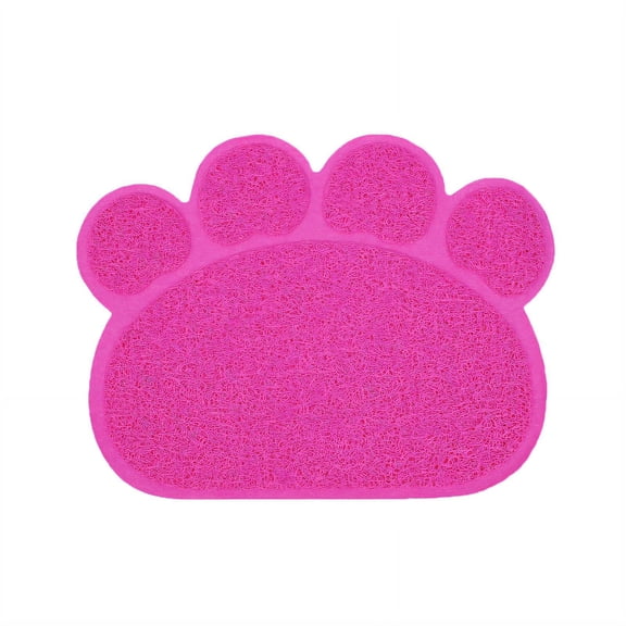 AUQ Cat Litter Mat Paw-Shaped Design Cat Food Mat Cat Litter Trap Cat Mat for Litter Box Anti-Slip Bottom Rose Red Paw Prints