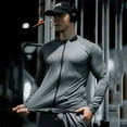 thumbnail image 5 of Camiseta de compresión para hombre, camisas con cremallera muscular, camisetas ligeras ajustadas de manga larga para entrenamiento y gimnasio, camisetas suaves para culturismo, 5 of 5