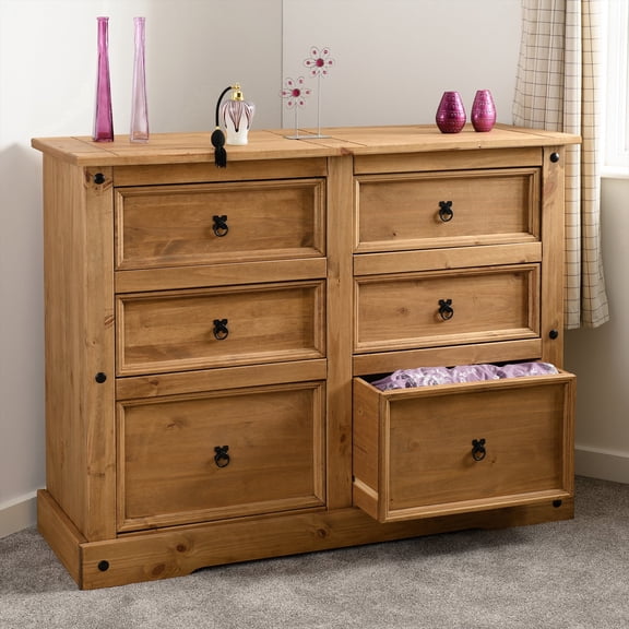 Corona 6-Drawer Chest - Reforested Wood Dresser - Smart Storage Bedroom Furniture - Spacious Design - Easy to Assemble - Seconique