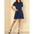 thumbnail image 5 of Allegra K Women's Puff Sleeve Dresses Peter Pan Collar Chiffon Mini Dress, 5 of 6