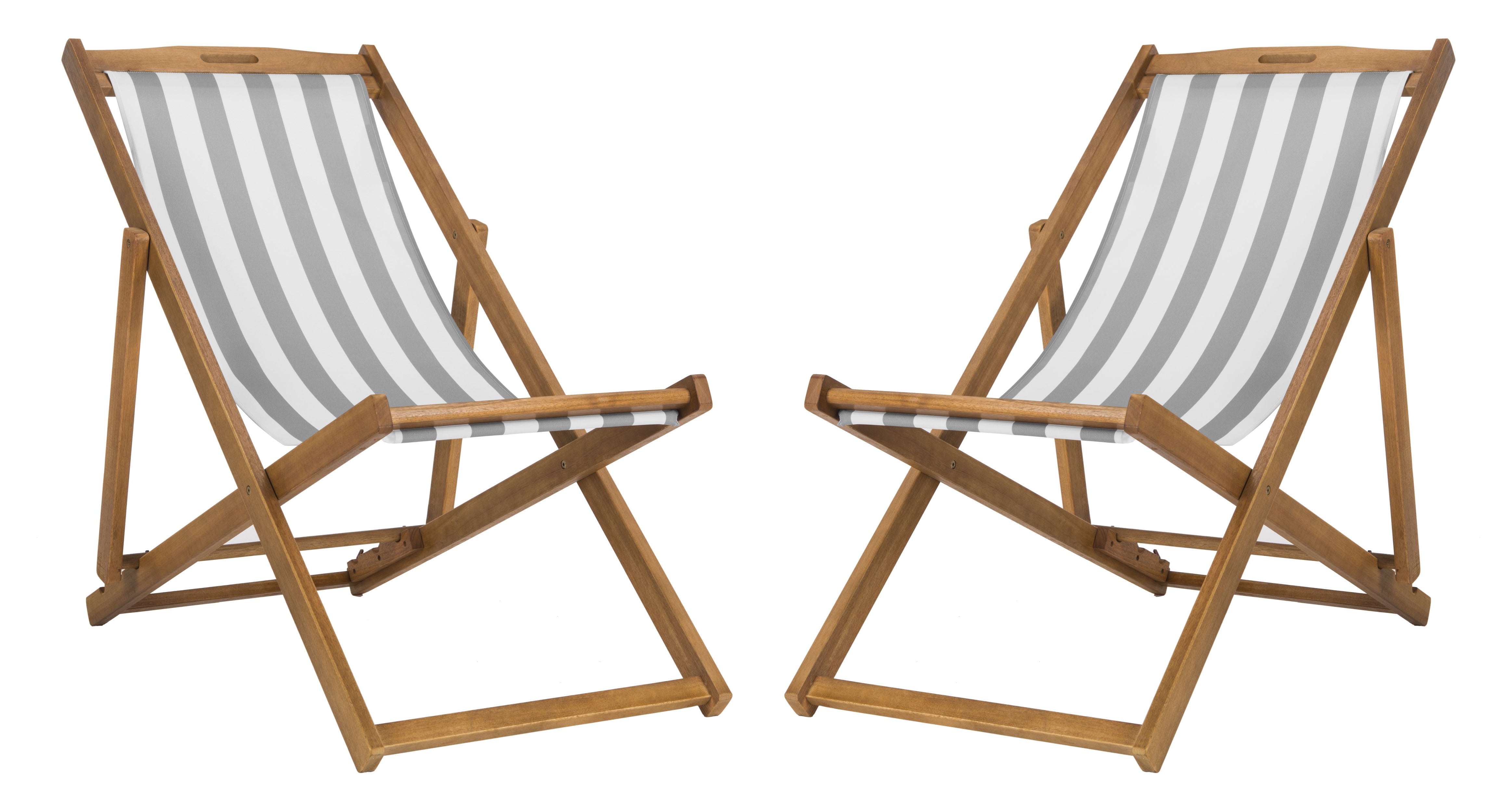Safavieh Loren Outdoor Foldable Sling Chair Set of 2 Grey White Walmart