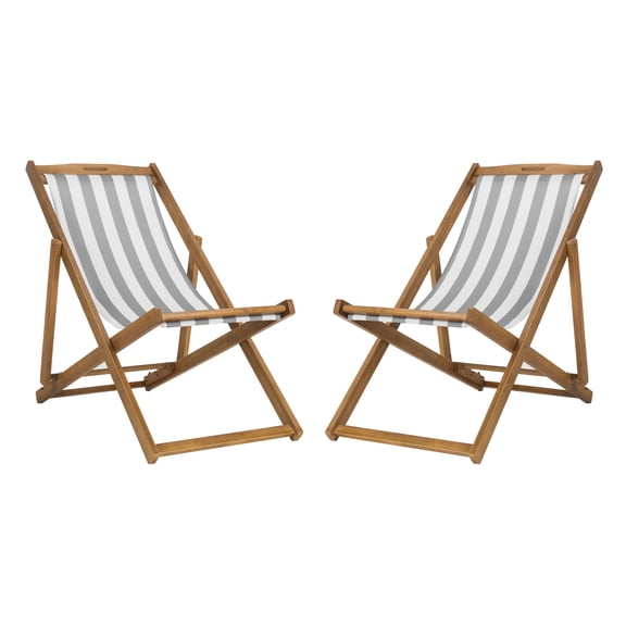 Safavieh Loren Outdoor Foldable Sling Chair, Set of 2 - Grey/White