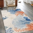 thumbnail image 2 of Orange Navy Blue Coral Area Rugs 4'x6', Washable Small Throw Rugs for Office Bathroom, Summer Beach Coastal Rustic Indoor Outdoor Rug Non-Slip Low Pile Carpet Runner Reversible Floor Mats, 2 of 8