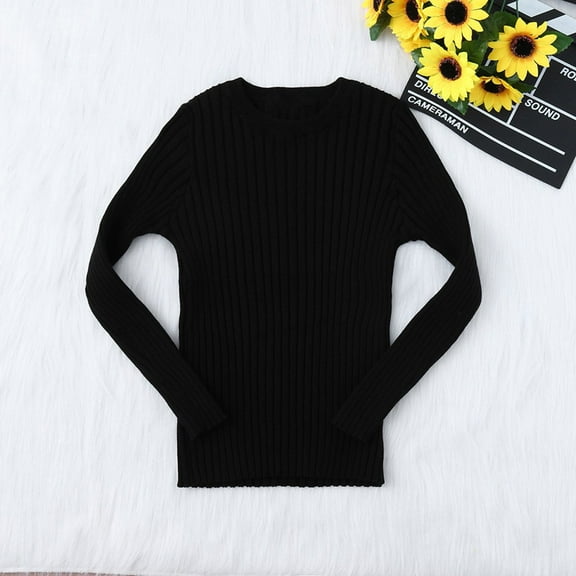 Vedolay Girls Sweaters Girl's Autumn Striped Colorblock Long Sleeve Pullover Sweater,Black 18-24 Months