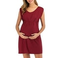 thumbnail image 2 of Diufon Plus Size Maternity Dress Spring Summer Sleeveless V Neck Dress Casual Solid Color Nursing Dress, 2 of 9