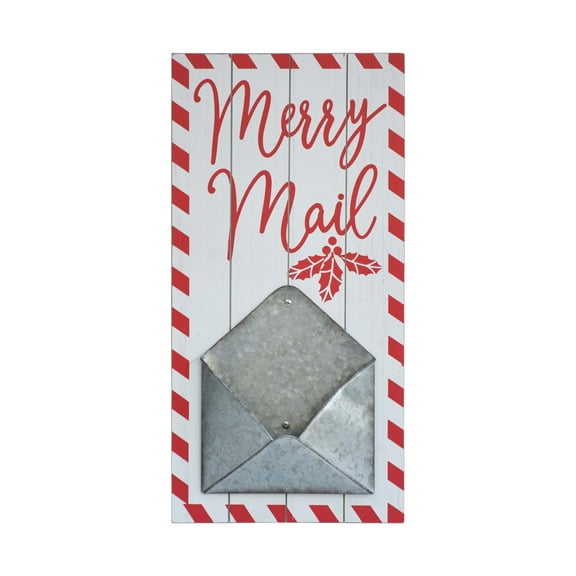 Parisloft Merry Mail Wood and Metal Christmas Mail Holder