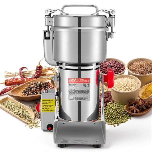 VEVOR 500g Electric Grain Mill Grinder, 2000W 28000RPM High Speed Spice Corn Dry Grinding Machine, Stainless Steel Pulverizer Powder Machine for Dried Grains Coffee Beans Spices Nuts(270° Swing Type)