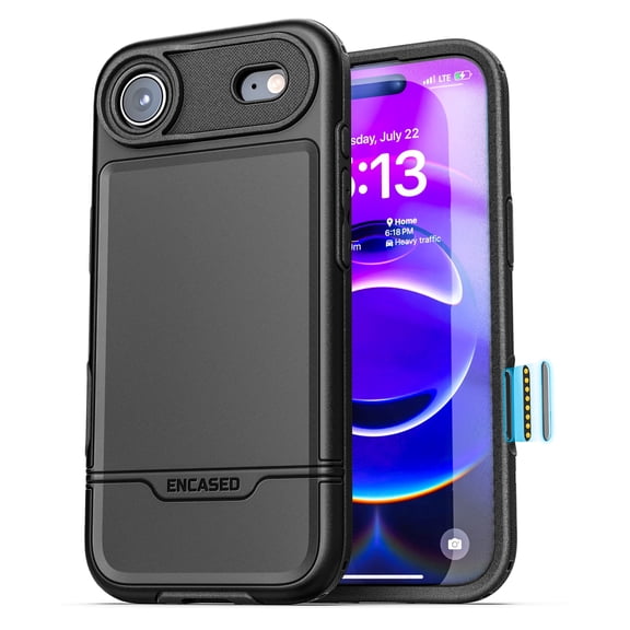 Encased for iPhone Air Case with Camera Control Capture Button (Rebel Armor) Heavy-Duty Protective Phone Case (Compatible with MagSafe) Black