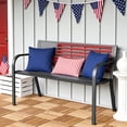 thumbnail image 3 of WLLJOY Metal Outdoor Bench, 47in Patio Garden Benches with National Flag Pattern Backrest for Backyard, Lawn, Deck, Porch, Park, Red, 3 of 10