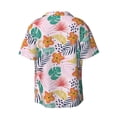 thumbnail image 6 of Lsque Tropical Plants print Men's Cuban Collar Short Sleeve Shirt Summer Beachwear Casual Button Down Fashionable Vacation Leisure Shirt-Small, 6 of 7
