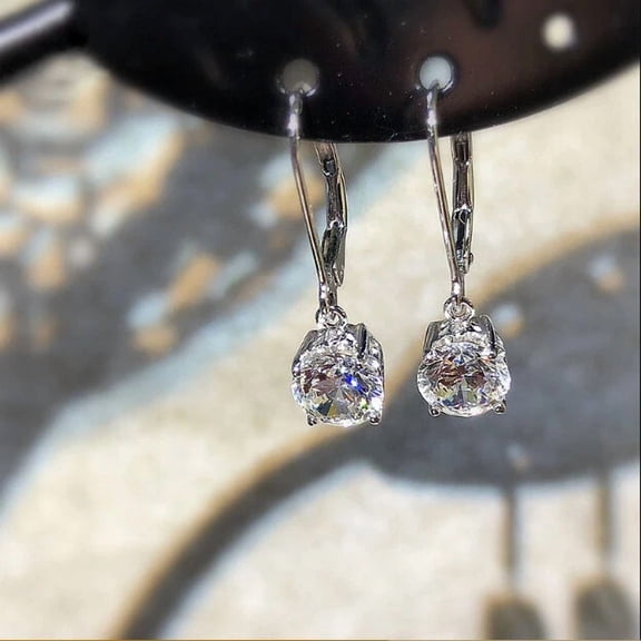 3Ct Round Cut Lab-Created Diamond Drop Dangle Earrings 14K White Gold Plated