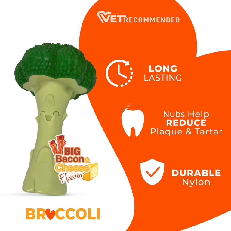 Nylabone Power Chew Broccoli Dog Toy, Large, Bacon & Cheese Flavor