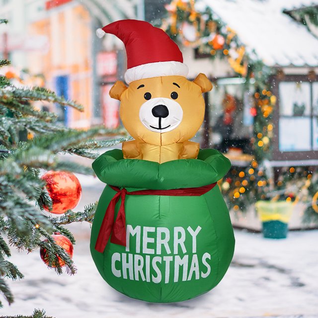 Globo Inflable De Navidad Creative Christmas Bear Doll LED Growing Outdoor Garden Decoración de Navidad (enchufe de la UE)