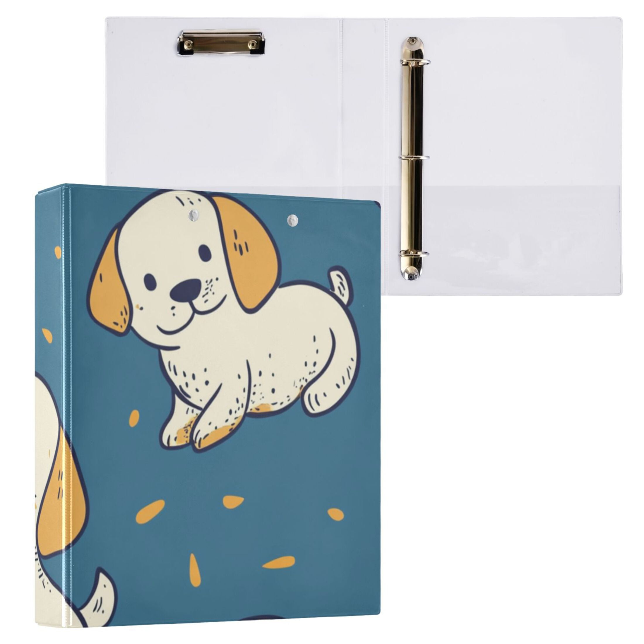 Playing Dogs 3 Ring Binders 1.5 inch Hardcover File Folders with Interior Pockets A4 Size Organizer for School Office Hospital