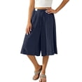 thumbnail image 4 of Annhoo Linen Capris for Women Culottes Drawstring Waist Wide Leg Summer Beach Pants Dressy Breathable Clothes, 4 of 8