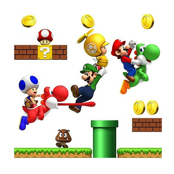 Mario Wall Stickers 3D wall stickers Children wall stickers Cartoon characters wall stickers Cartoon background wall decoration Birthday gift Children bedroom decoration 40*40CM