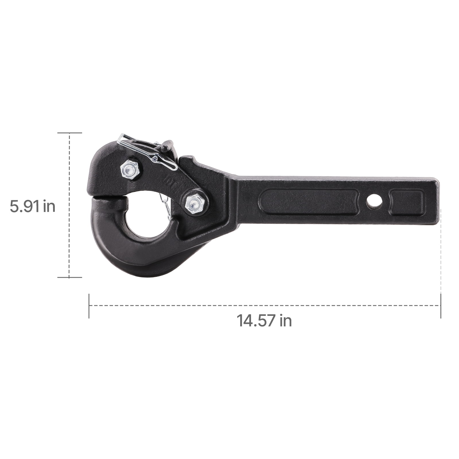 VEVOR Pintle Hook, 20000 lbs Towing Capacity, Pintle Hitch Receiver for 2-inch Hitch Hook Military Receiver, Fits 2.5 to 3-inch Lunette Ring, 15.6-inch Length, Black Powder Coat, for Various Trailers
