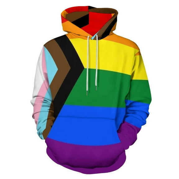 Flag of Progressive Pride Oversized Hoodies for Women Pullover Womens Clothes with Pocket Mens Ultimate Pullover Hoodie Sweatshirt S-6XL