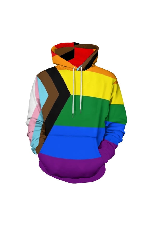 Flag of Progressive Pride Oversized Hoodies for Women Pullover Womens Clothes with Pocket Mens Ultimate Pullover Hoodie Sweatshirt S-6XL