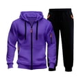 thumbnail image 1 of Ccpelsie Men's Tracksuits Set Full Zip Jacket Hoodie Sweatsuit Running Sport Pants Outfits for Men with Multi Pockets(Purple,3XL), 1 of 4