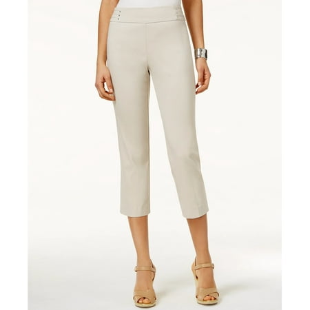 JM Women's Collection Embellished Pull-On Capri Pants Gold Size Small