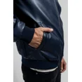 thumbnail image 4 of Whet Blu JUSTIN Vegan Faux Leather Fashion Band Collar Lightweight Casual Zip Up Jacket Men Navy Blue Small, 4 of 6