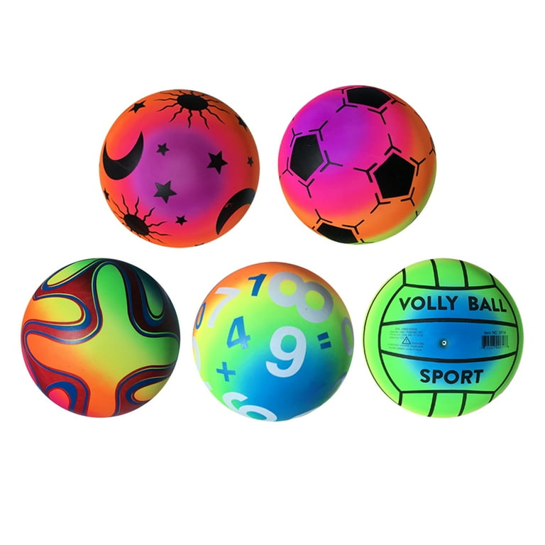 5 Pcs 22 CM Thickened Rainbow Balls Elastic PVC Beach Sports Play