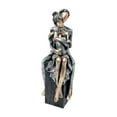 thumbnail image 2 of Figura de familia de 3, estatua de padres e hijos, decoración para el hogar, familia rústica de resina Astilla negra, 2 of 9