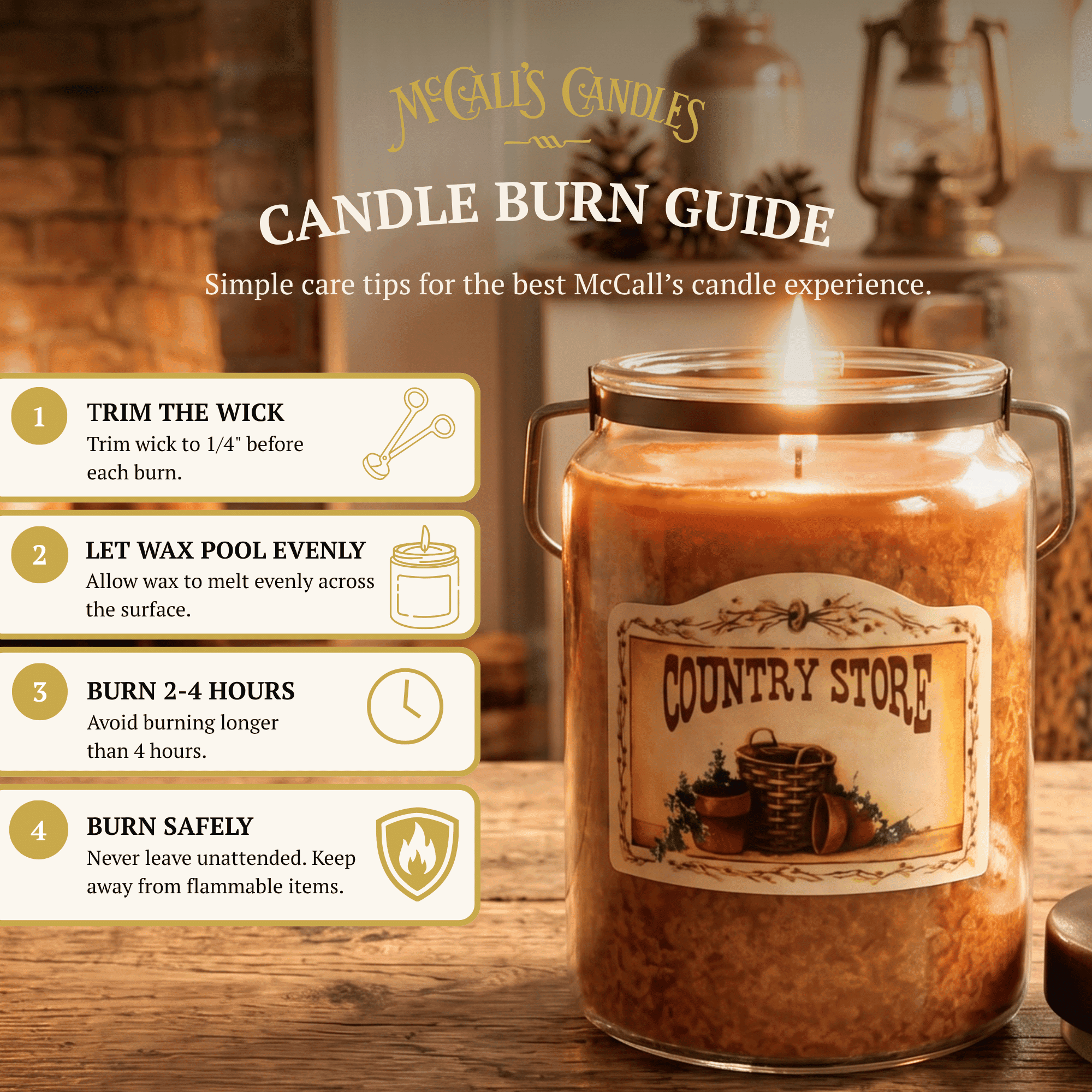 McCall’s Candles | Country Store | 26 oz Scented Candle | USA-Poured | Vintage Rustic Jar | Rosehips, Apples & Spice Fragrance