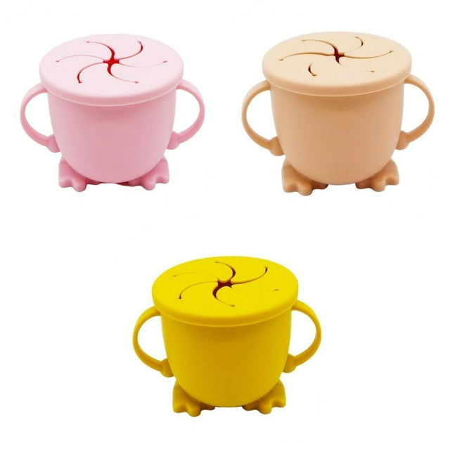 3x Vasos de Silicona para para Bebés a Prueba Tapas, Arena, Amarillo, Hugo Tazón de fuente de alimentación