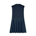 thumbnail image 4 of WIZUTIZ Beach Dresses for Women Trendy Comfy Mini Dress Solid Pleated Dress Round Neck Sleeveless Vacation Dress for Womens Plain Smocked Comfy Party Dress Navy M, 4 of 5