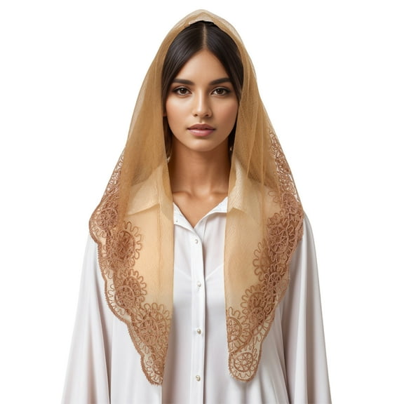 Popular Lace Mantilla Head Veil for Catholic Church Vintage Latin Mass Head Covering Scarf Flower Shawl Women Neckwear