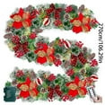 thumbnail image 3 of ‌8.8ft Artificial Christmas Garland with Red Bow & Gold Poinsettia - Realistic Pine Cones,Berries & Ornaments,Holiday Decor for Fireplace,Mantel,Staircase & Tree - UV Resistant, 3 of 5