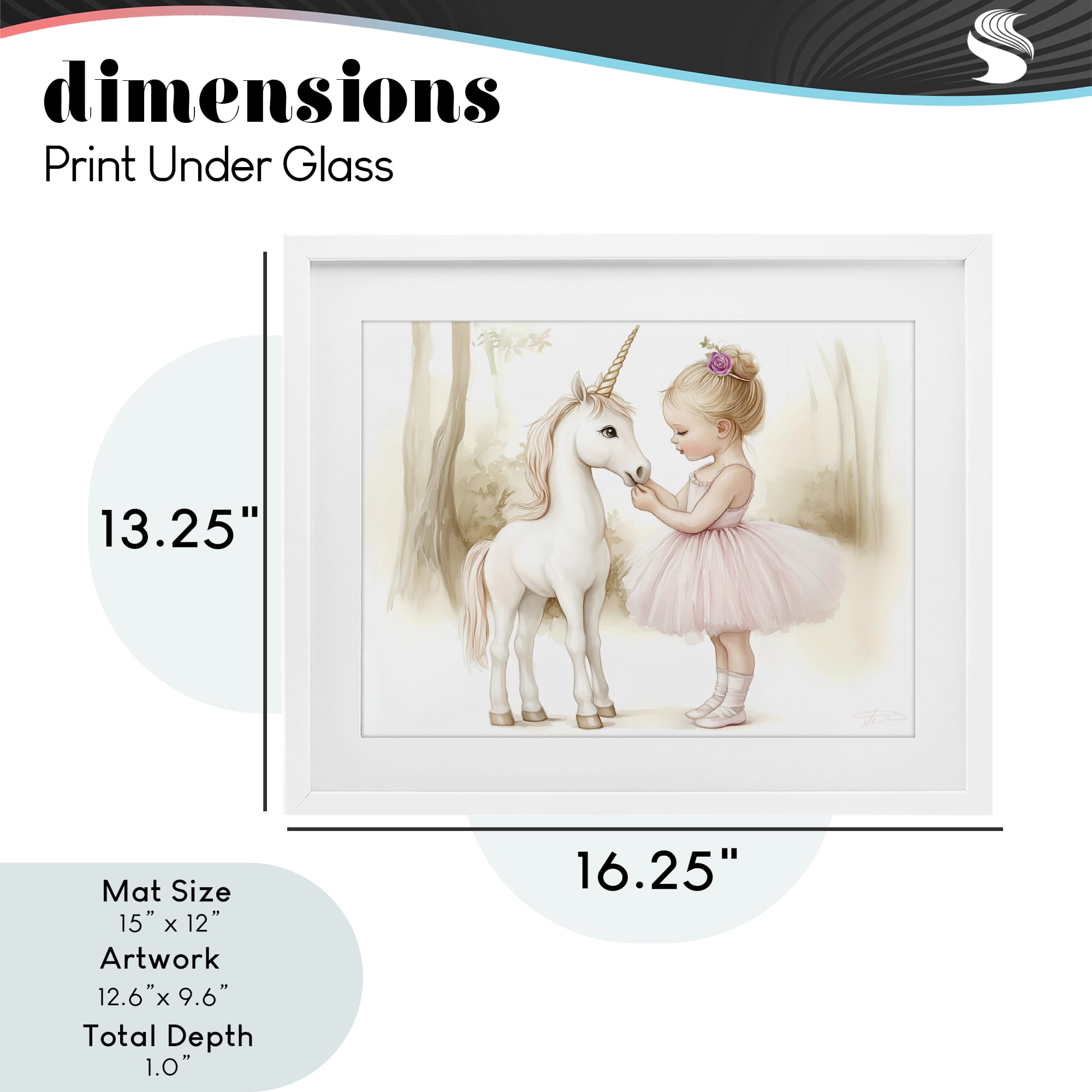 Stupell Industries Girl & Unicorn Friendship White Framed Print Under Glass, design by Whimsical Wonders