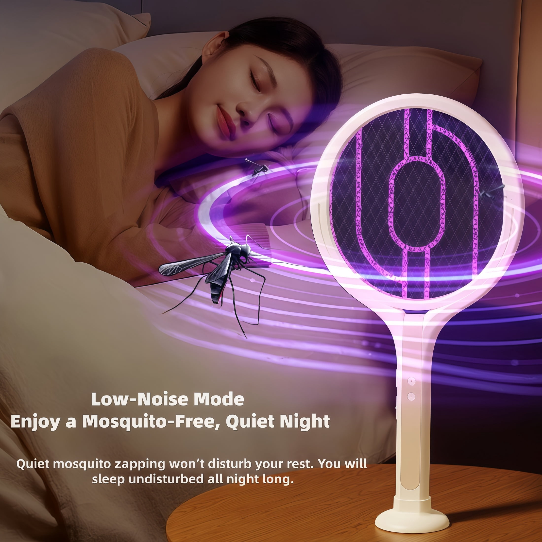 FIIOEOY Rotating Head Electric Fly Swatter Racket 3000V Rechargeable Bug Zapper Racket Bug Zapper Indoor Fly Zapper Mosquito Zapper Flies Killer for Indoors, with a Telescopic Extension