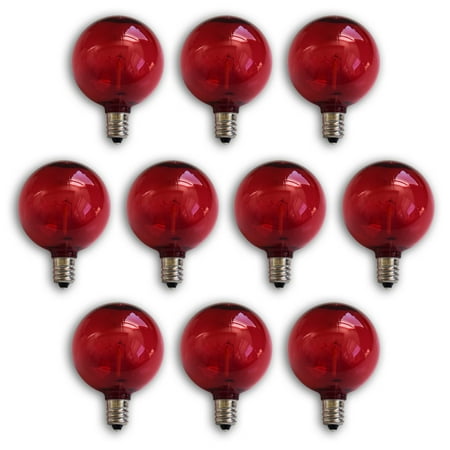 

10-PACK Red LED Filament G50 Globe Shatterproof Energy Saving Color Light Bulb Dimmable 1W E12 Candelabra Base