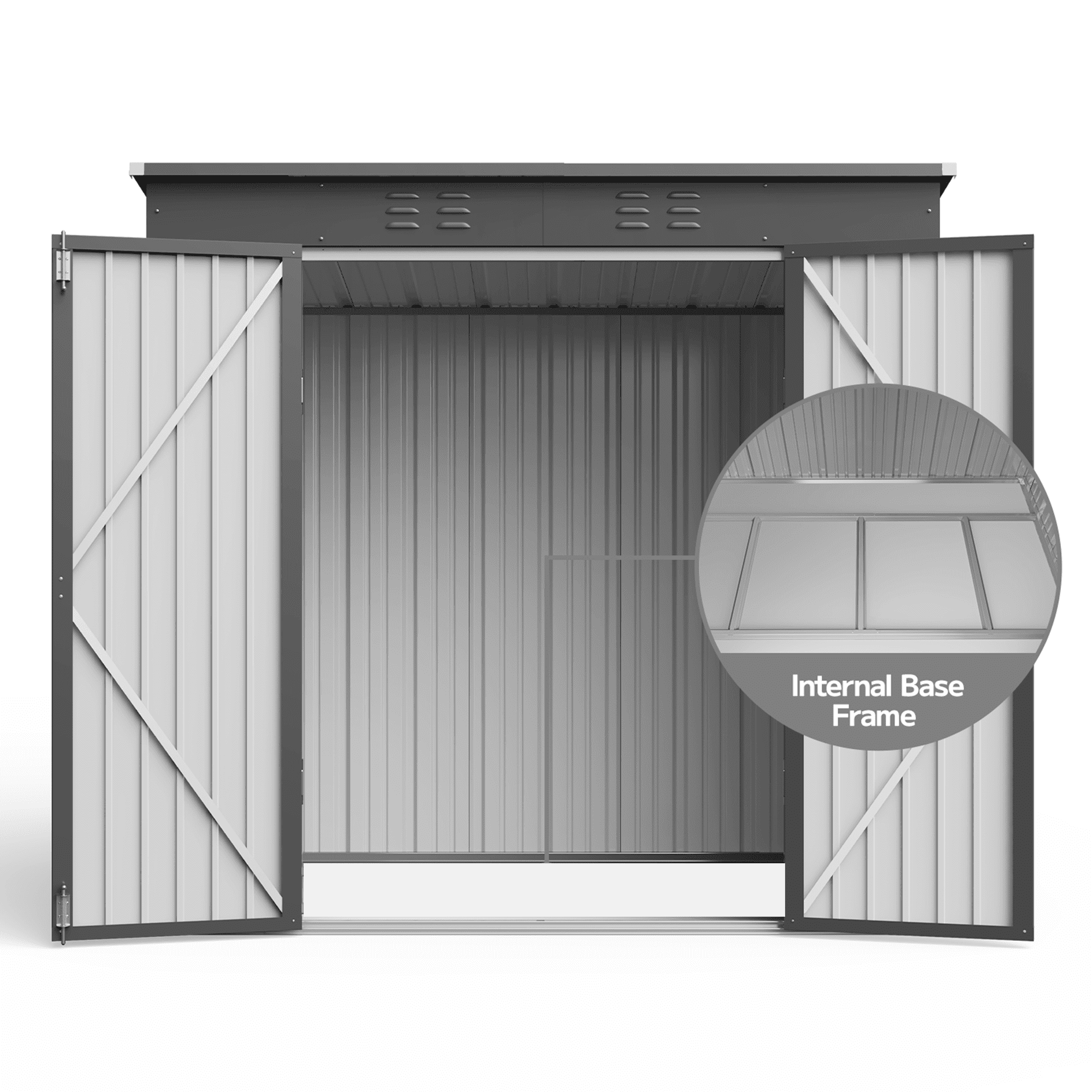 Asofer 6'x4' Outdoor Storage Shed, Heavy Duty Metal Garden Shed with Lockable Higher Hinged Door, Tool Storage for Patio, Backyard, Lawn, Dark Gray