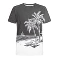 thumbnail image 4 of Camisetas de Manga Larga para Hombres Imprimir Fallow Cuello Redondo Camiseta, Moda Casual Manga Corta Mezcla de Algodón/Lino, 4 of 9