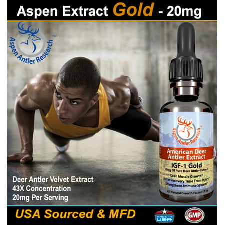 Deer Antler Velvet Extract IGF-1 | 20mg Per Serving - Aspen Extract Gold (Best Deer Antler Extract)