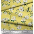 thumbnail image 3 of Soimoi Yellow Poly Georgette Fabric Leaves & Magnolia Floral Fabric Prints By Yard 52 Inch Wide, 3 of 3