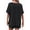 Black, variant on Womens Crew Neck 2-Piece Short Sets Cap Sleeve Drawstring Summer Sweatsuit with Pocket Khaki XL
