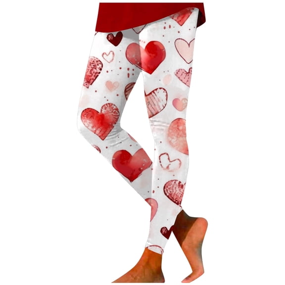 YUEHUA Yellow Leggings for Women High Waisted Tummy Control Buttery Soft Heart Warm Spring Yoga Pants Tights for Women Running Workout Leggings Valentine's Day Gifts