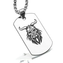 Stainless Steel Viking Warrior Champion Dog Tag Pendant Necklace