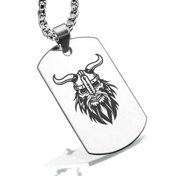 Stainless Steel Viking Warrior Champion Dog Tag Pendant Necklace