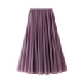 thumbnail image 2 of New New Long Mesh Skirt Women's Spring Autumn Winter High Waist Mid-Length Strappy Skirt A-Line Fairy Tulle Skirt Women's Skirt Women's Style-SoftRed-One Size, 2 of 7