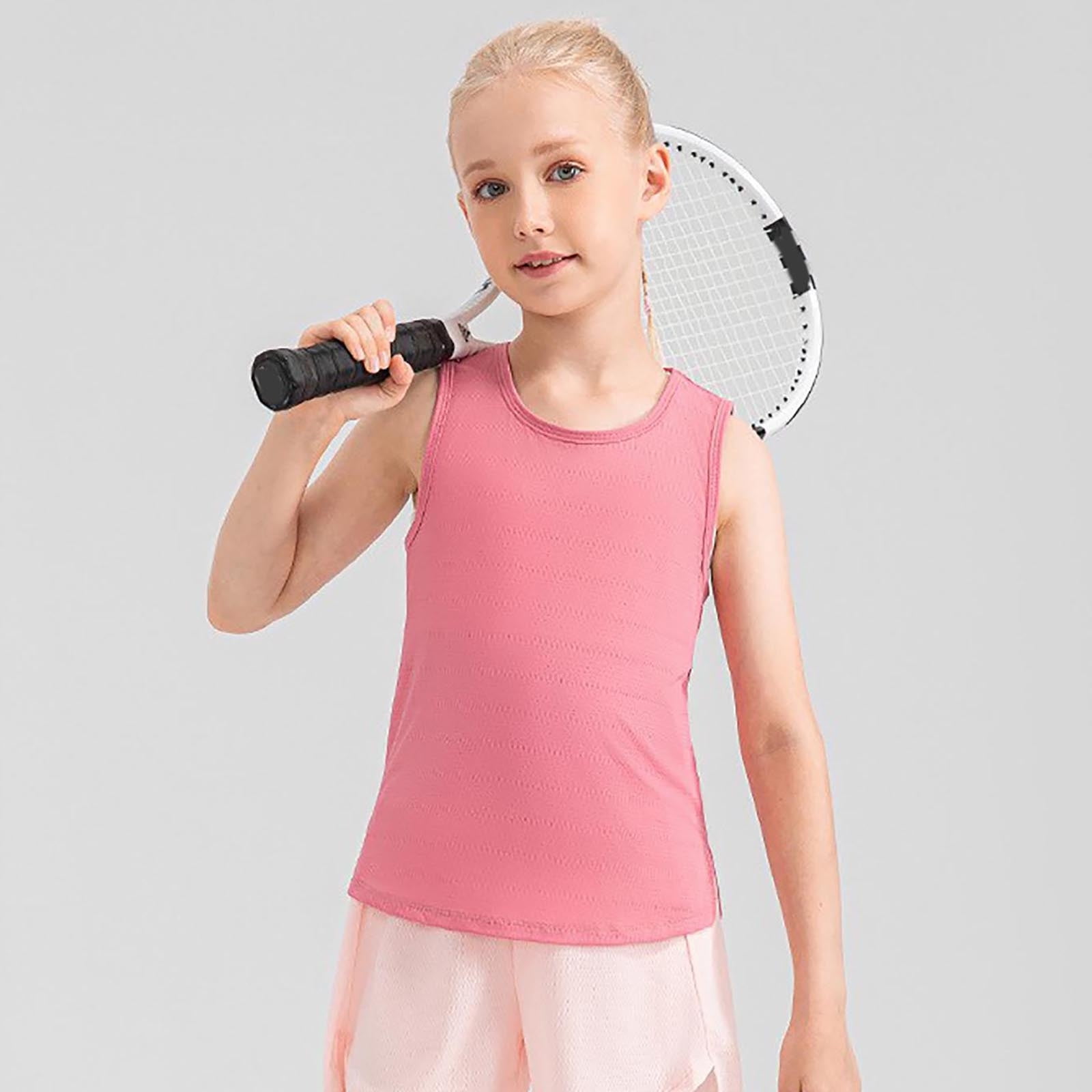 Débardeur Sport Fille Sans Manches - Couleur Unie, Fente Sur Les Côtés - Pour Yoga, Gym, été