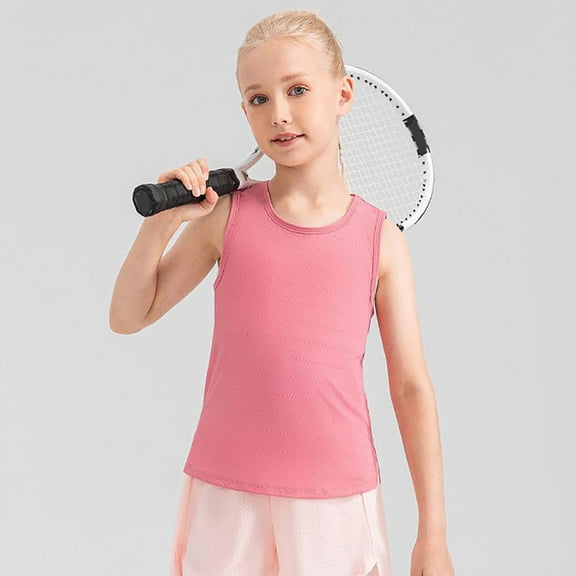 Spazoro Little and Big Girls Tank Tops Undershirts, Solid Breathable Sleeveless Summer Camisole for Kids Girls Boys Pink Size 4-5T