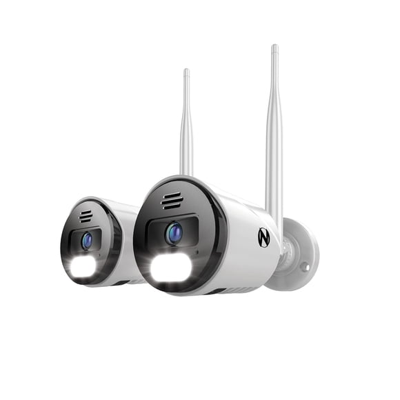 Cámaras Night Owl Sp, LLC Night Owl Wi-Fi IP 4K HD con doble foco para interiores/exteriores con audio bidireccional, alertas de voz preestablecidas y sirena de cámara integrada
